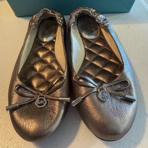 Michael Kors Silver Leather Flats